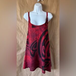 Source Unknown Red and Black Printed Mini Dress OS